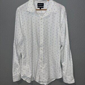 BONOBOS Airplane Print Nylon & Spandex Long Sleeve Button Shirt EUC  XL SLIM FIT